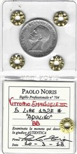 Vitt. Eman. III -Argento- " 5 lire aquilino 1927 * " PERIZIATA