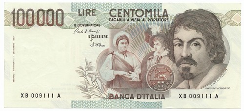 100000 lire caravaggio - lire,