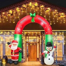 Arco gonfiabile Natalizio luminoso 2,4 metri con Babbo Natale e Pupazzo di Neve