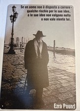 Targa Metallo EZRA POUND Con Frase- cm.20x30   In Metallo Come Da Foto