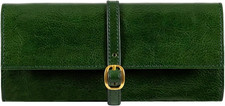 Rotolo Di Gioielli in Pelle - Verde Portagioielli Da Viaggio in Pelle Pieno Fior