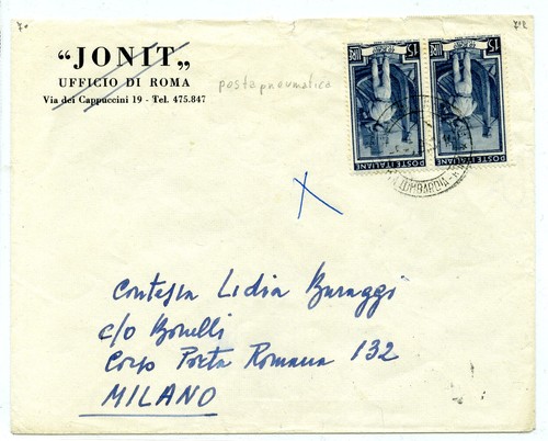 1955 lettera posta pneumatica - posta,