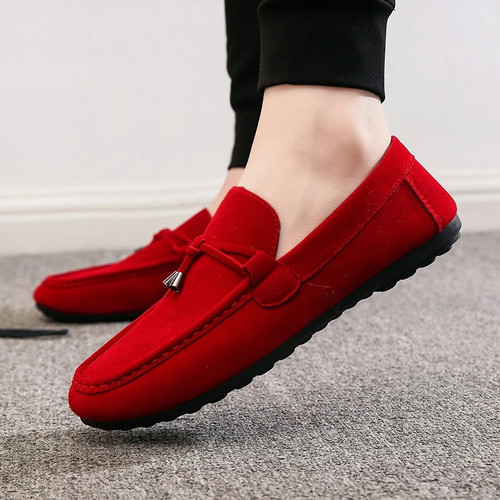 Red handmade loafers - handmade, footwear