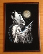 QUADRO telo in velluto CAPO INDIANO AMERICA Tribù nativi americani USA cowboy 