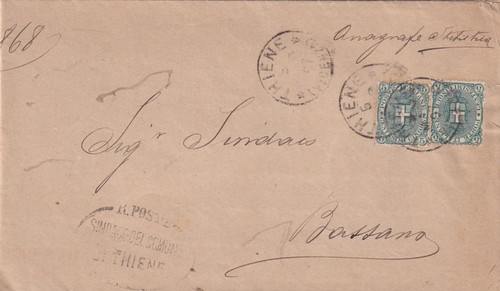 Storia postale 1897 thiene - postale,
