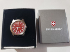 NUOVO NOS Vintage Victorinox Swiss Army Orologio Uomo Swiss Made WR100M Quadrante Rosso