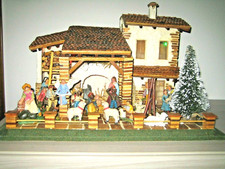 PRESEPE ARTIGIANALE NATIVITA', CASCINA, STATUINE, FATTO A MANO CON LUCI, NATALE