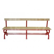 Panca spogliatoio con seduta e schienale, in acciaio rosso, Morale Sport, s861/0