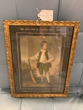 ORIGINALE ANTICA LITOGRAFIA DELL'800 RITRATTO DI LEWIS CAGE The young cricketer