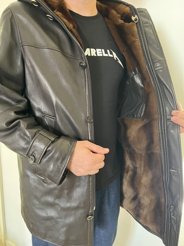 Brioni giaccone pelle visone - giaccone,