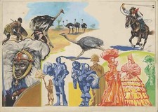 GIULIO FERRARI - TAVOLA ORIGINALE 1950  -tempera colore - giornale VITTORIOSO 