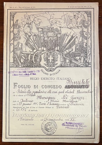 Foglio congedo illimitato - congedo,