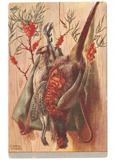 1912 E. Dorno arte in cartolina natura morta prede di caccia beccaccia fagiano?
