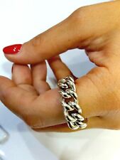 ANELLO A CATENA MORBIDA GROUMETTE DONNA IN ARGENTO 925 RODIATO SIGILLO 