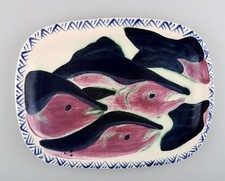 Piatto unico in ceramica Toni Maury decorato con pesce. Timbrato: Maury 2001,...