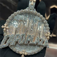 Ciondolo personalizzato 6 ct moissanite taglio baguette uomo buss down argento sterling 925