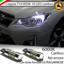 COPPIA LUCI POSIZIONE 10 LED PER SUBARU XV T10 W5W CANBUS NO ERROR 6000K