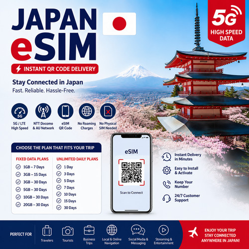 Japan travel esim - japan, 🇯🇵