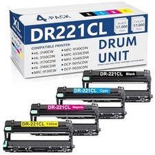 Confezione da 4 unità batteria DR221CL ricambio per Brother HL-3140CW HL-3170CDW MFC