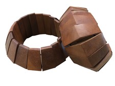 2 BRACCIALI IN LEGNO DI SHEESHAM BRACCIALETTO ELASTICO H 3,5