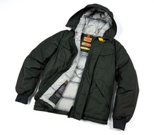 Giacca casual con cappuccio piumino verde logo PARAJUMPERS uomo originale taglia S/M