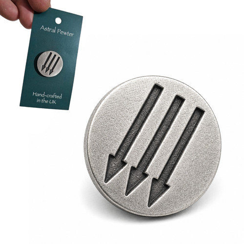 Three arrows pin badge - three, pewter