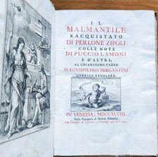 Il Malmantile Racquistato di Perlone Zipoli - ed. veneziana del 1748 - 2 volumi