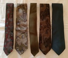 CRAVATTE VINTAGE lotto 5 pezzi pura seta STAMPATO/POIS