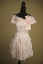 Abito da festa vintage Jessica McClintock Gunne Sax rosa jacquard vita bassa 6