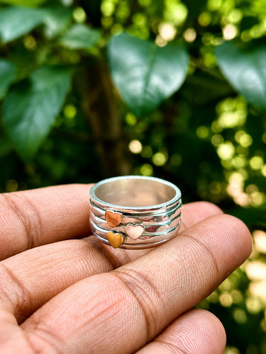 Anello cuore filante - , argento