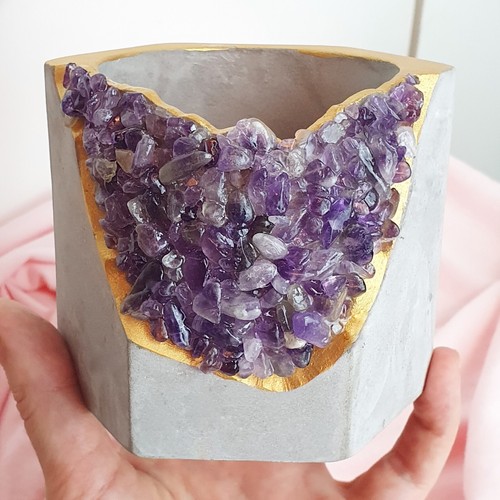 Fioriera geode ametista grezza