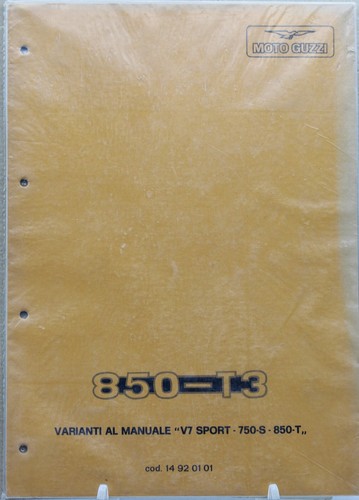 Manuale moto guzzi 850 - guzzi, t