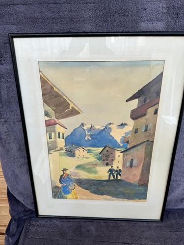 1950 quadro acquerello valle - quadro,