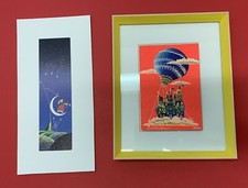 SERIGRAFIA MELONISKI 15x10 TRASLOCO IN MONGOLFIERA CON CORNICE + STAMPA REGALO