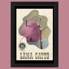 Anni ' 40  * Pubblicità Originale "Lana Gatto, Casina Gomitolo, Tollegno” Cornic