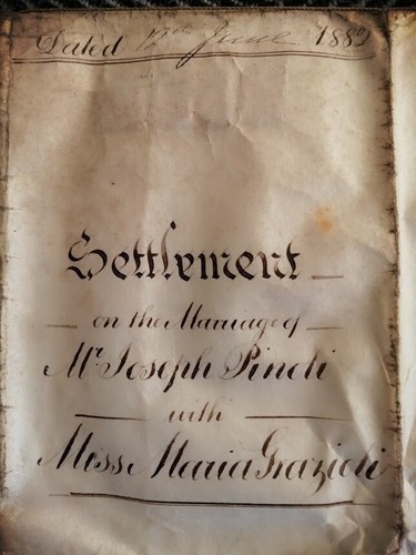 Settlement marriage 1882 - settlement, on