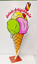 CARTELLO PER GELATERIA  bifacciale con piedistallo  Dimensioni: 110 X 53 Cm.