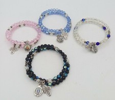 Rosario collana  bracciali con perline legno cuoio fatto in italia colori vari