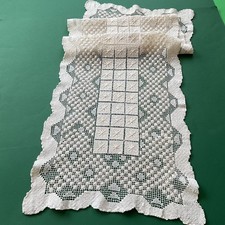 Corsia runner vintage filet modano #2 motivo con fiori 35x96 cm cotone