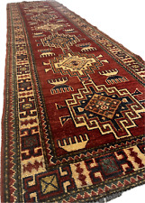 Tappeto Kazak Runner Annodato a Mano – Design Geometrico Caucasico – 320x85 cm –