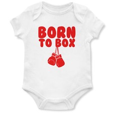 Born To Box Babygrow Baby Regalo Compleanno Ragazzo Boxe Ventaglio Boxer Ragazzi Gilet