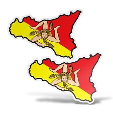 Sticker SICILIA Adesivo Parete Souvenir Decal Murale Bandiera Stemma Flag 