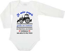 body tutina bimbo neonato manica lunga Stampa "papà guida un trattore" nascita