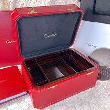 Orologio Cartier grande scatola portaoggetti legno intarsiato cassa rossa CO000039 Santos Dumont XL