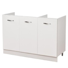 Mobile Cucina Sottolavello Componibile in Legno Colore Bianco con 3 Ante 120cm
