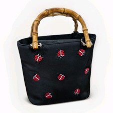 Mini tote nera ricamata