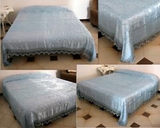 ANTICA COPERTA MATRIMONIALE SETA DAMASCATA  250 X 230 VINTAGE LAVATA