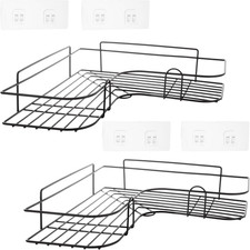 2 Mensole Angolari, Colore Nero, a Forma Di L, Antiruggine, Facili Da Installare