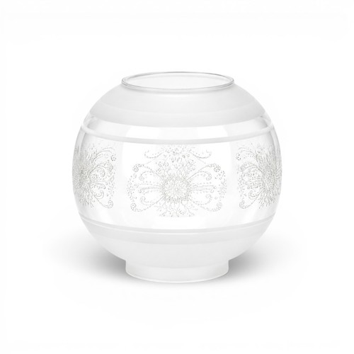 Etched globe oil lamp - etched, shade