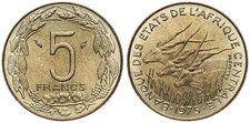 Stati Dell'Africa Centrale 5 Franchi 1967-2003 Vari Anni